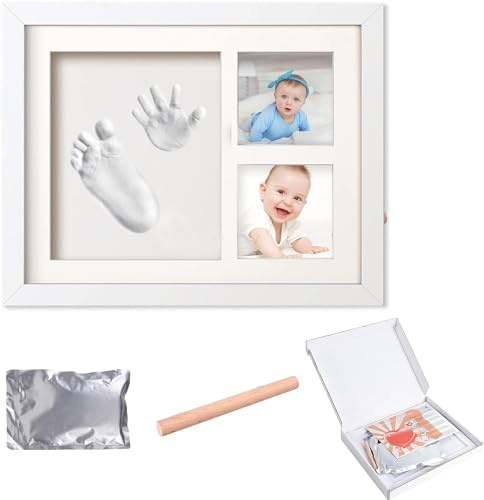 LTHERMELK Baby Handabdruck und Fußabdruck Set, Personalisiertes Gipsabdruck Set, Baby Abdruckset, Geeignet für Anfänger Eltern Geschenke, Weiß, 27,9 x 22,8 x 1,8 cm