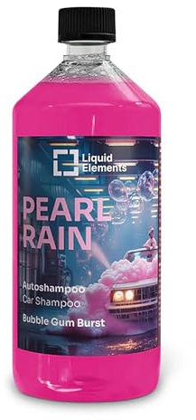 Liquid Elements – Pearl Rain Autoshampoo Bubble Gum Burst 1 Liter – Autoreiniger entfernt hartnäckige Verschmutzungen – ohne Wachse & Versiegelungen anzugreifen - Bubble Gum Burst (Kaugummi) Duft