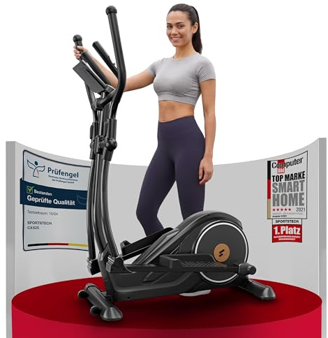Sportstech CX625 Crosstrainer für Zuhause, Ellipsentrainer mit 32 Widerstandsstufen, 15 kg Schwungrad, leises Magnetbremssystem, LCD Display, Pulssensor, Crosstrainer bis 120 kg