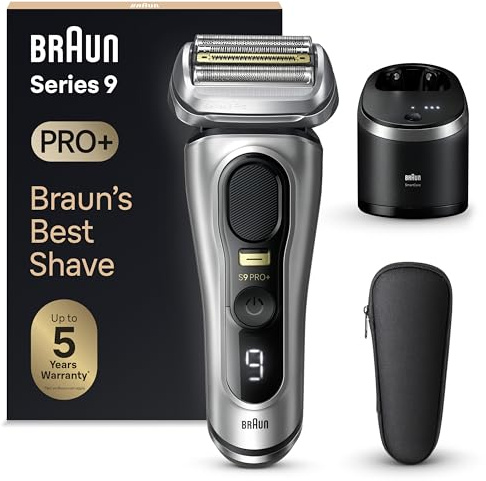 Braun Rasierer Herren Elektrisch Series 9 PRO+, 9567cc, Silber - Elektrorasierer, 5+1 Ultradünne Klingen, Barttrimmer mit 60 Min. Akku, Wasserdicht, Made in Germany, Inkl. Etui, 6in1 SmartCare Center