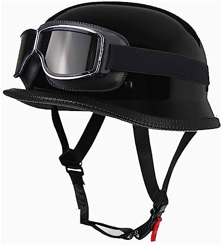 Retro Deutsche Halbhelm Öffnen Motorradhelm Halboffenen Halbschalenhelm ECE Genehmigt Jethelm Offenem Helm Mit Brille Cruiser Chopper Helm Mopedhelme Geeignet Erwachsene MäNner Frauen