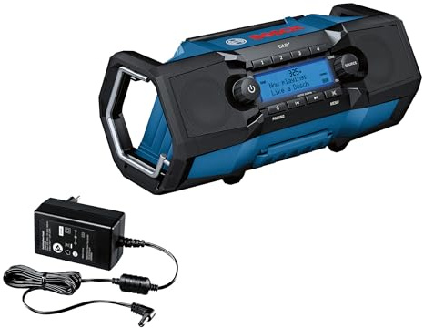 Bosch Professional 18V System Akku Baustellenradio GPB 18V-2 SC (Empfang über DAB+, Bluetooth, FM und AUX, inkl. 1x Netzteil, 1x AUX-Kabel, 1x 3V CR2032 Lithium-Knopfzellen-Batterie)
