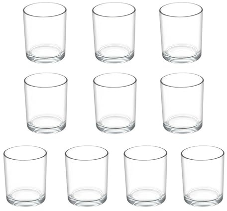 Teelichtgläser, 10 Stück Kerzenhalter Glas (Ø4.5cm X H 6cm) Windlicht Glas, Teelichthalter Transparent Teelicht Gläser, Weihnachten Kerzen Deko Kerzengläser Tischdeko