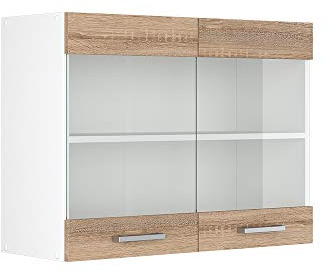 Vicco Küchenglasschrank R-Line, Sonoma, 80 cm, zur freien Kombination innerhalb modularer Küchensysteme