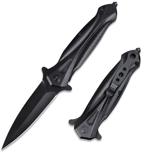 BEEK Schwarzes Klappmesser, Taschenmesser mit Clip, Einhandmesser, Outdoor Messer EDC, Geschenke für Männer, Adventskalender Füllung Männer, Gadgets für Männergeschenke, Weihnachtsgeschenke Mann