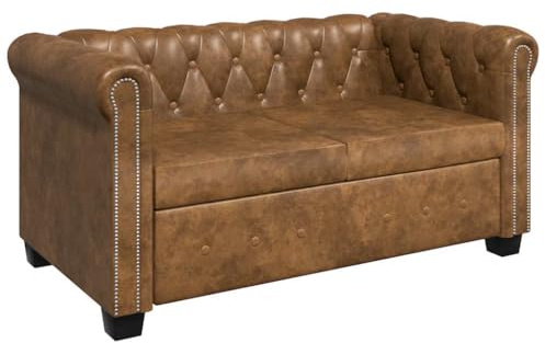 vidaXL Chesterfield Sofa 2-Sitzer Kunstleder Braun Ledersofa Polstersofa