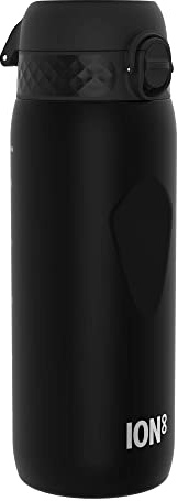ION8 Sport-Trinkflasche, Auslaufsicher, 750 ml (24 oz), Schwarz | Leicht zu Öffnen, Sicherer Verschluss, Spülmaschinengeeignet, Klappdeckel, Tragegriff, Ergonomischer Soft-Touch-Griff