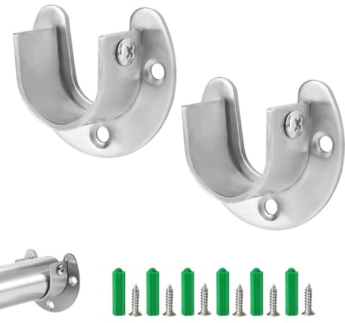 ASISUN 2 Stück Kleiderstangenhalter, oval, Schrankstange, Kleiderbügel, aus Edelstahl