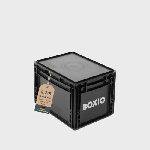 BOXIO - SOLO: Aufbewahrungsbox mit Deckel - Eurobox 40x30 x 28 cm | Plastikbox Transportkiste aus Kunstoff für Camping, Boot, Keller oder Garten - stapelbar mit anderen Euroboxen