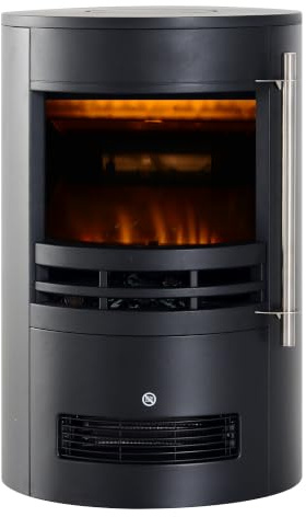 HOMCOM Elektrokamin mit Heizung Elektrischer Kamin 900/2000W Schwarz | Mit LED Flammeneffekt, Dekokamin, Elektrisch Kaminfeuer Kaminofen