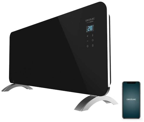 Cecotec Glass Convector Ready Warm 6770 Crystal Connection. 2000 W, WiFi-Steuerung , einstellbares Thermostat, Timer, Bodenständer, Geeignet für Badezimmer (IP24), Lautlos