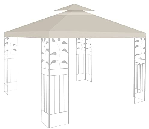 Ansobea Pavillon Ersatzdach 3x3m, Pavillondach Wasserdicht Partyzelt ersatzbezug Doppeldach Schutzhaube UV-Schutz Pavillonabdeckung Festzelt überdachung Beige