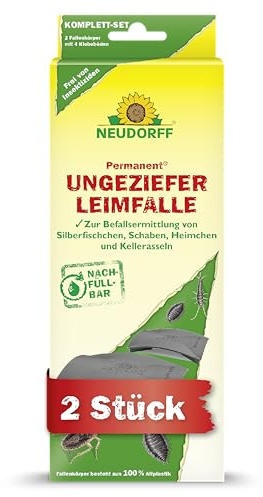 Neudorff Permanent UngezieferLeimFalle – Zur zuverlässigen Bekämpfung von kriechendem Ungeziefer wie Silberfischen. Geruchlos, insektizidfrei, 2 Stück
