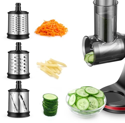 AMZCHEF Elektrische Gemüsehobel Zubehör für ZM1501 & GM3001 Slow Juicer - Keine Maschine, nur Zubehör Enthalten - 3 Abnehmbaren Trommelblättern