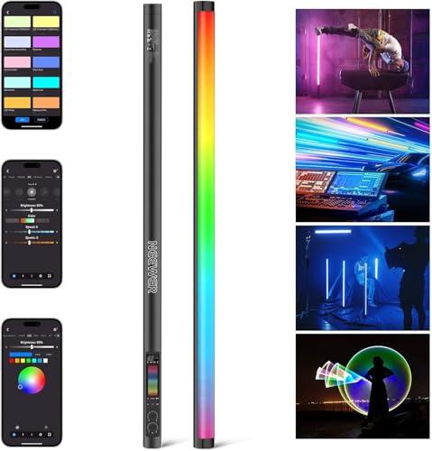 NEEWER TL60 RGB Lichtstab, 20W Vollfarbe RGBWW LED Videolicht Wand Tube Stick für Studio Fotografie Aufnahme Streaming, APP/2.4G/DMX Control, 7 Pixel Effekte 18 Szenen, 2500-10000K CRI97+ TLCI98+
