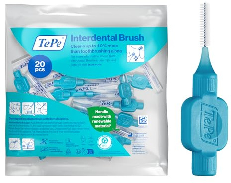 TePe Interdentalbürste, Original, Blau, 0,6 mm/ISO 3, 20 Stk., Plaque-Entfernung, effiziente Reinigung der Zahnzwischenräume, für mittelgroße Lücken