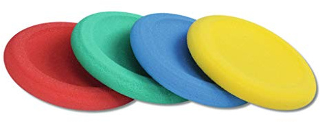 Wiemann Lehrmittel Frisbee aus Schaumstoff, Bunte Wurfscheibe, einzeln oder 4er Set (4 Stück, unbeschichtet)