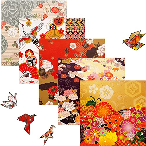 Origami Papier Faltpapier Faltblätter - 50 Blatt Unterschiedliche Muster papier Japanisches Papier 15 x 15 cm doppelseitiges Origami für DIY Kunst und Bastelprojekte