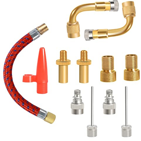 Yizhet Fahrradventil Adapter Set - Universelle Ventiladapter für Französisches, Schrader & Dunlop Ventil, Mit Dichtring für Luftpumpen & Kompressoren
