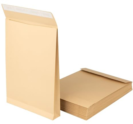 25 Stück C4 Faltentasche mit 3,8 cm Bodenfalte, 150 g/m² Materialstärke, Haftklebestreifen, Versandkuvert Verpackung, braune Versandtasche
