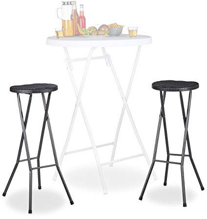 Relaxdays Barhocker klappbar Bastian 2er Set, Wetterfest, Höhe 80 cm, Barstuhl Doppelpack, Kunststoff, Tresen