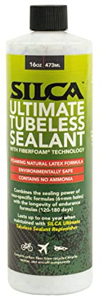 SILCA Ultimate Tubeless-Reifendichtmittel mit FIBERFOAM | Langlebiges, schnell abdichtendes Fahrradreifendichtmittel | MTB-, Straßen-| Reifendichtmittel Fahrrad (16oz Dichtmittel mit Carbon)