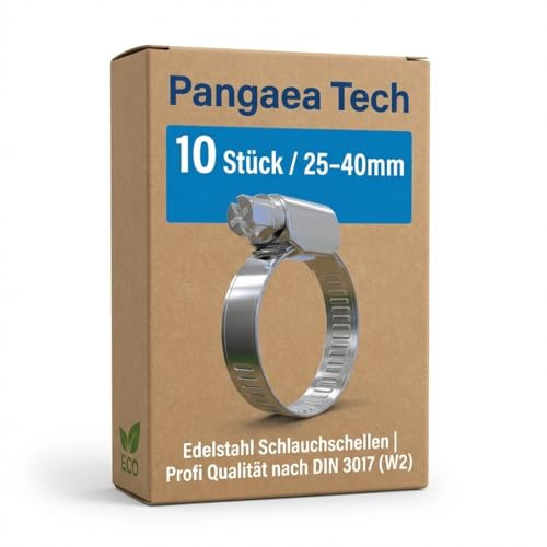 Pangaea Tech Edelstahl Schlauchschellen 25-40 mm 10 Stück - Profi Qualität nach DIN 3017 (W2) für Pool, Teich und Garten