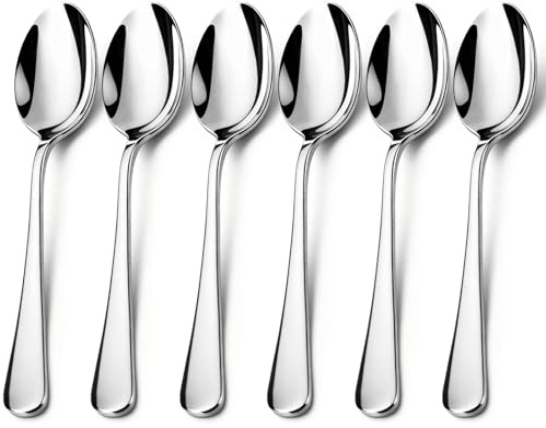 lulir 6 Stück 20cm Edelstahl Löffel, Große Suppenlöffel Tafellöffel | aus lebensmittelechtem, Hochglanzpoliert & Spülmaschinenfest, Menülöffel Besteck Set für Zuhause/Restaurant/Party
