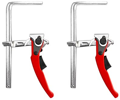 QWORK® Zwinge, Tischzwinge, Hebelzwinge, Schnellspanner mit 160mm Kapazität und 60mm Kehlentiefe zum Schleifen, Schneiden, 2 Stück
