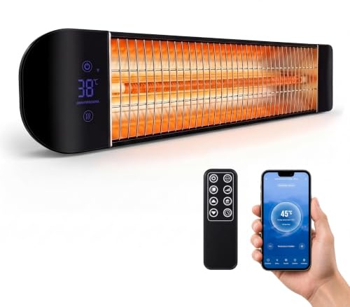 Silvergear® Infrarot Heizstrahler Terrasse 2400W | Smart Infrarotheizung mit App | Rotlichtlampe | Wärmelampe | Infrarotlampe Elektrisch | Infrarot Wandheizung | Inkl. Fernbedienung
