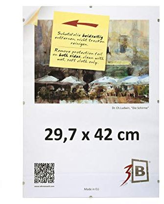 3-B Bilderrahmen - rahmenloser Bildhalter mit Acrylglas - Cliprahmen 29,7x42 cm (A3)