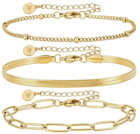 BONNYBIRD® Premium Edelstahl Armband Set Damen in Silber, Gold & Roségold, 100% Wasserfest & Hautverträglich BonnyShine