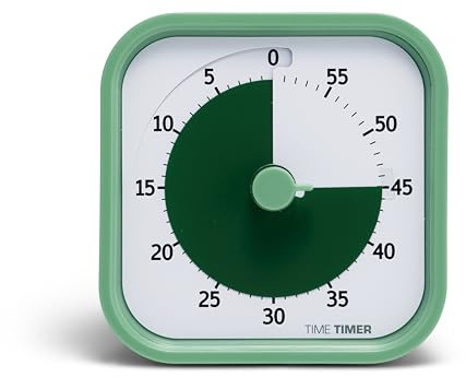 TIME TIMER Home MOD – 60-Minuten-Visual Timer für Kinder – Homeschool Supplies Study Tool, für Kinderschreibtisch, Bürotisch und Meetings mit geräuschlosem Betrieb (Ferngrün), 8.8 x 8.8 x 5.2 cm
