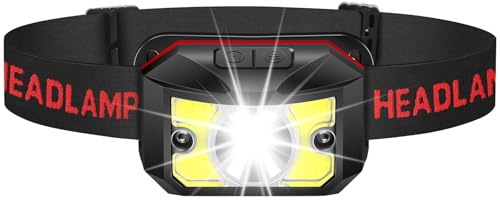 Winzwon Stirnlampe Led Wiederaufladbar, Camping Zubehör für Männer Kopflampe Stirnlampe Kinder mit 8 Lichtmodi Sensor Taschenlampe für Joggen, Angelzubehör Notfall Ausrüstung