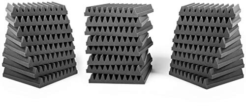 ACOUSPANEL Akustikschaumstoff Akustikpaneele Flammhemmend, Schalldämmung Wand Schallabsorber Acoustic Foam Anthrazitgrau Unkomprimiert Im Vakuum (30x30x4cm / 24 Stück)