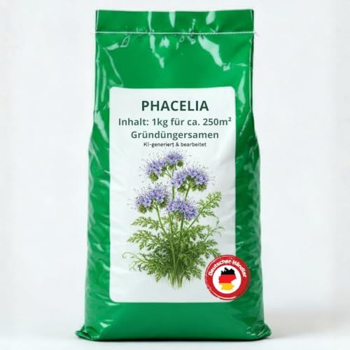 Phacelia tanacetifolia Nützlingsmagnet 1kg für ca. 250 m², Gründünger Bienenweide Nektarspender Bodenkur Samenshop24®