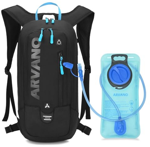 Arvano 6L Fahrradrucksack mit 2L Trinkblase, Trinkrucksack Leicht & Atmungsaktiv, Mountainbike Rucksack mit Brust- & Hüftgurt, für Radfahren, Wandern, Laufen für Damen und Herren