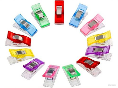 Anpro 60 Stück Klammer 27 x 10 mm Nähen Zubehöre Nähzubehör Stoffklammern 6 Farben für Nähen, Quilting Clips, Häkeln, EINWEG
