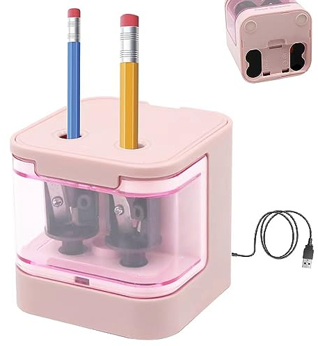 Elektrischer Anspitzer JIJICZ 6-12mm Usb Und Batterie Spitzer Elektrisch Mit Behälter Automatischer Elektronischer Bleistiftspitzer Für Dicke Und Dünne Stifte Kinder Home Schule Rosa