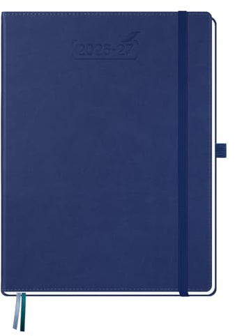 BEZEND Kalender 2026 2027 Wochenplaner A4, 18-Monate BuchKalender Juli 26-Dez 27, PU-Leder Hardcover 1 Woche 2 Seiten mit Stifthalter, Blaubeere