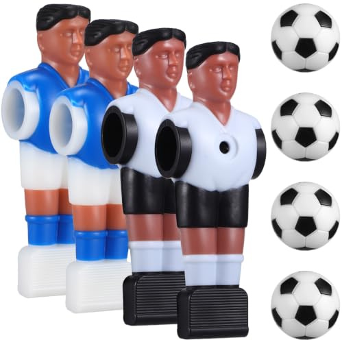 HOOTNEE Tischfußball-Ersatzspieler Set Mit 4 Harzspielern Und 4 Tischfußballbällen Tischfußballfiguren Für Kickertisch Zubehör Für Reparatur Oder Mini-Fußballspiel