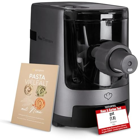 SPRINGLANE Nina elektrische Nudelmaschine mit integrierter Waage – 7 Pastaaufsätze, 180 W, 600 g Teig – frische Nudeln in unter 30 Minuten automatisch zubereiten