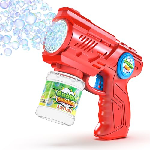Blubbel Seifenblasenpistole, LED Seifenblasenmaschine, 120ml Seifenblasenflüssigkeit Tank, Seifenblasen Pistole, Blasen Kanone, Luftblasen Bazooka Bubble Gun, Geschenke für Kinder, Hochzeit