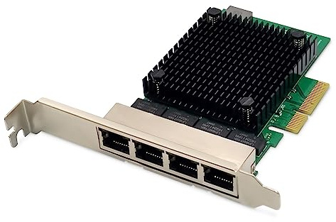 DIGITUS PCIe Server Netzwerkkarte – 2.5 Gigabit Ethernet – 4 Port RJ45 | RTL8125B – IEEE802.3bz –NIC – 10/100/1000/2500 Mbps – PCIe x4 – Für Server, NAS, Homelab, Workstation