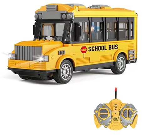 Hylukon Ferngesteuerter Bus, RC Auto 1/30 4CH mit Licht, Musik, Tür Zum Öffnen, Ferngesteuertes Auto Schulbus Modell