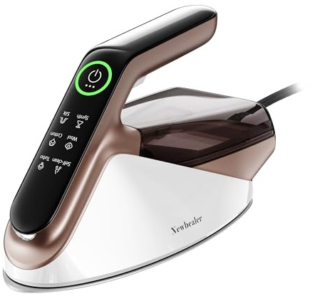 Newbealer Dampfbügeleisen 2400W Turbo - 350 ml abnehmbarer Wassertank, max. 32 g/min Dauerdampf, 200 g Dampfstoß, 4 Dampfstufen, Automatische Abschaltung & Selbstreinigung, Gold