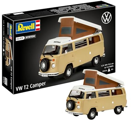 Revell Nice Price Modellbausatz I VW T2 Camper I Maßstab 1:24 I 112 Teile I Für Kinder und Erwachsene ab 10 Jahren I Oldtimer Modellbausatz zum selber nachbauen I Authentisch und Detailreich