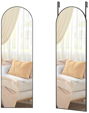 SONGMICS Ganzkörperspiegel, 120 x 40 cm, gewölbter Spiegel, Wand- oder Türmontage, Rahmen aus Aluminiumlegierung, Hartglas, für Schlafzimmer, Wohnzimmer, Garderobe, tintenschwarz LFM033B01