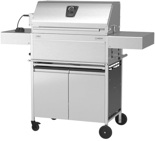 Schickling Holzkohlegrill Walter XL - Pro Grillwagen BBQ Holzkohlegrill aus rostfreiem Edelstahl mit doppelwandigem Deckel - Made in Germany, mit Drehspieß & Backburner, Grillfläche: 71 x 45 cm