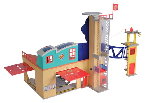 Simba 109252577 - Feuerwehrmann Sam Mega Feuerwehrstation XXL große Feuerwehrwache inklusive Sam Spielfigur, mit Licht, Sound und Funkgerät, für Kinder ab 3 Jahren[Exklusiv bei Amazon]